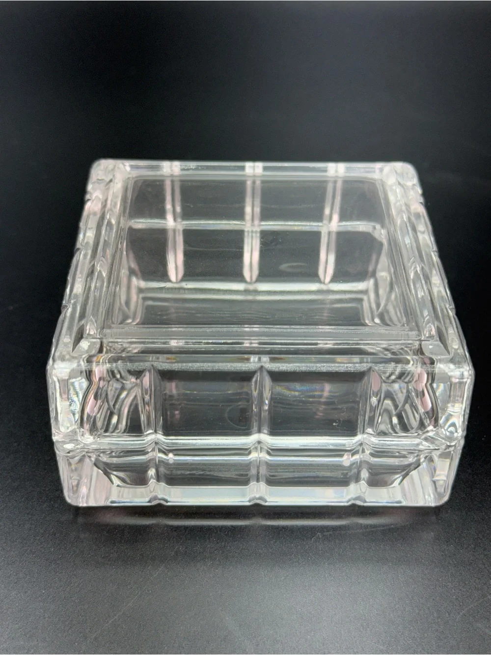 Vintage Avon Square Crystal Lidded Trinket Jewelry Box